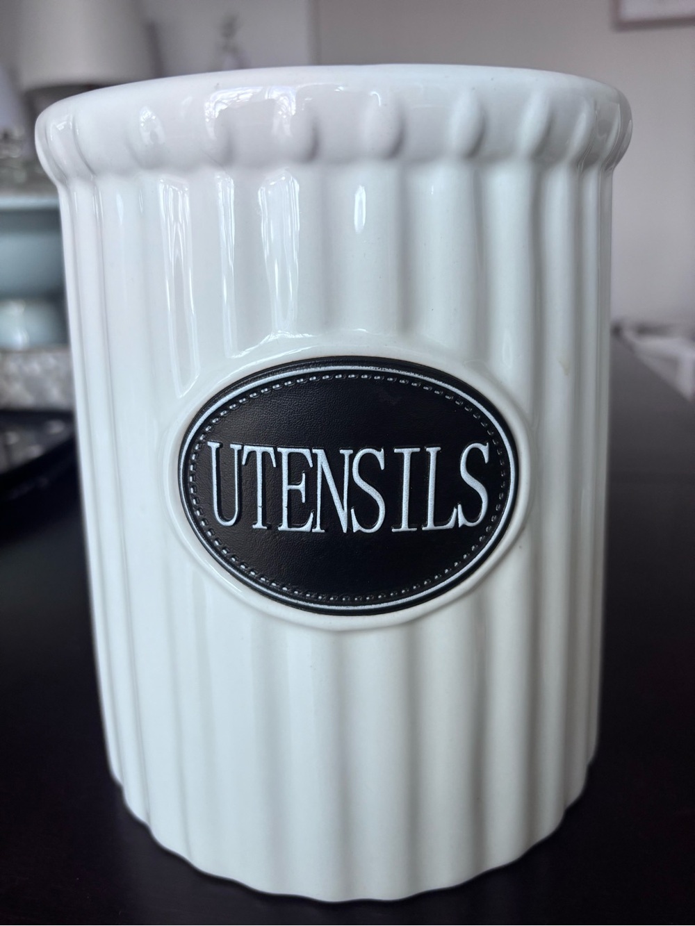 Beautiful farmhouse ceramic utensils crock